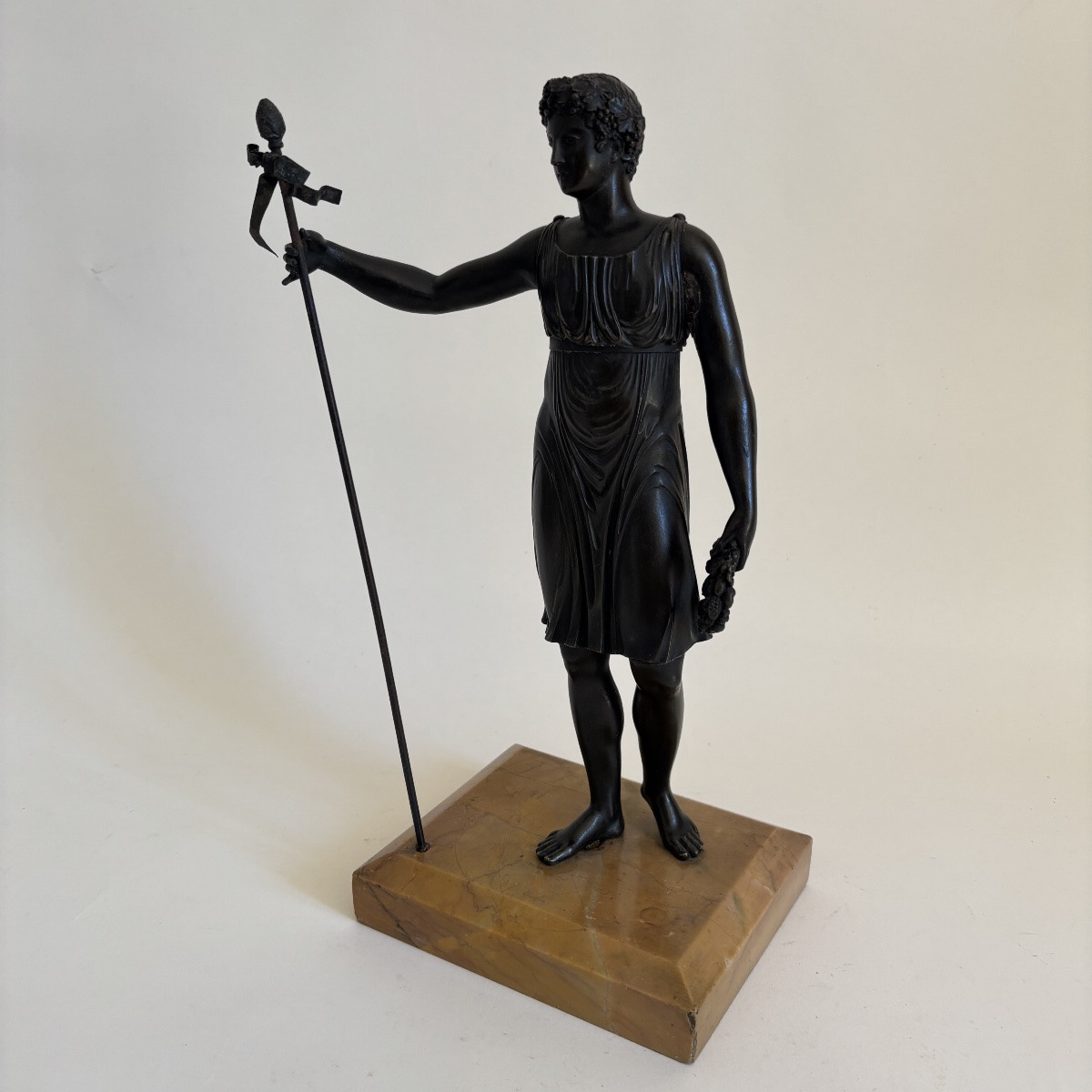 French School Charles X Period Warrior Bronze Yellow Marble Sienna 19th Century Large Lap-photo-1