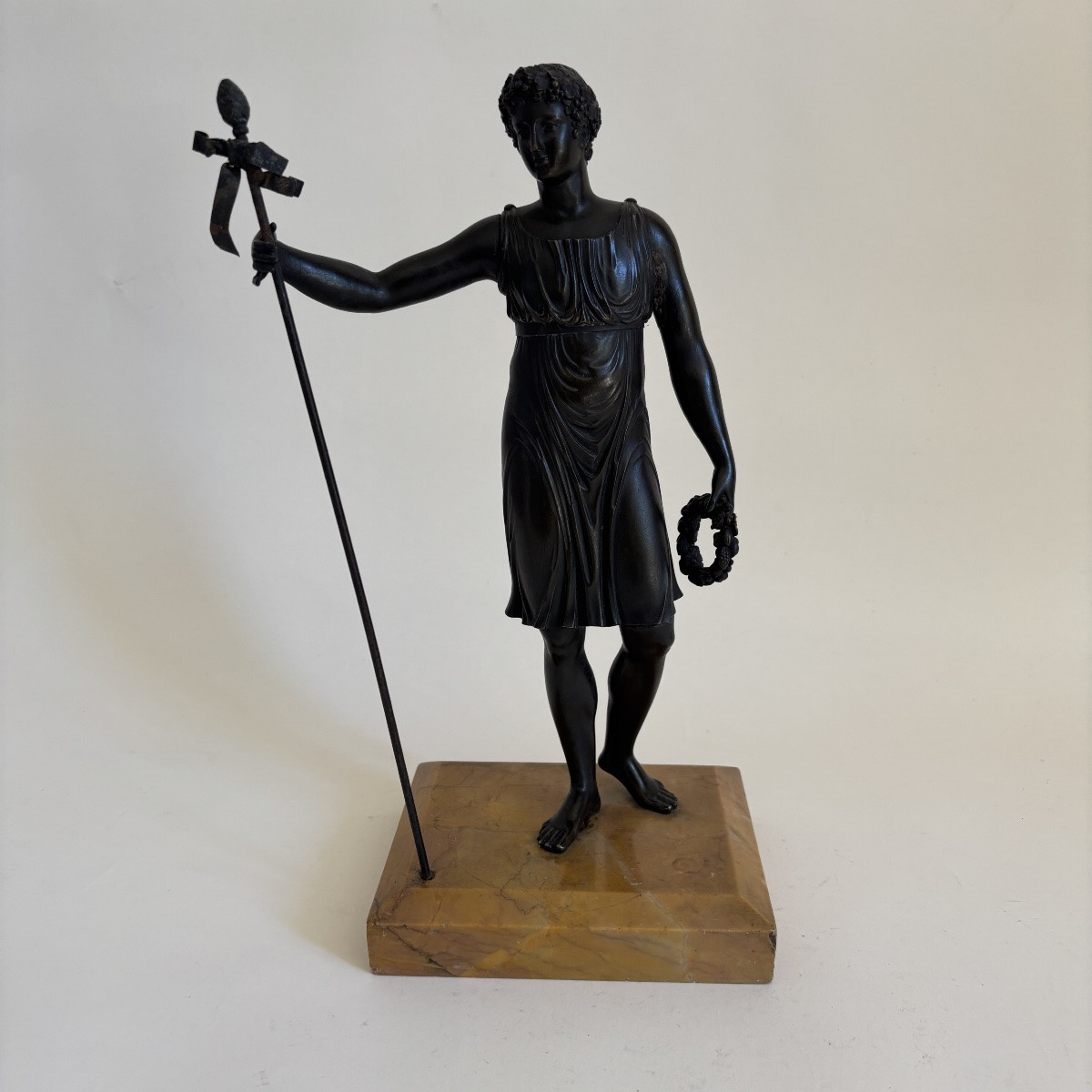 French School Charles X Period Warrior Bronze Yellow Marble Sienna 19th Century Large Lap-photo-2