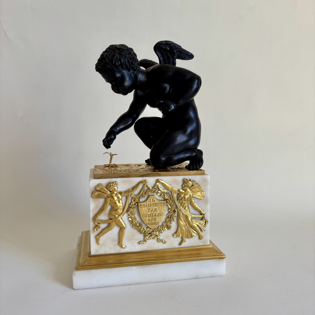 Étienne Blavet (1751-1827)  Putti groupe bronze doré marbre époque Empire début du XIXe siècle -photo-2