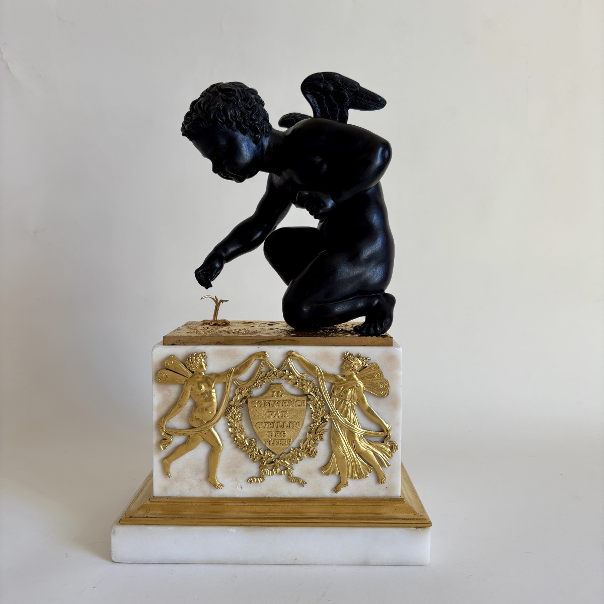 Étienne Blavet (1751-1827)  Putti groupe bronze doré marbre époque Empire début du XIXe siècle -photo-3