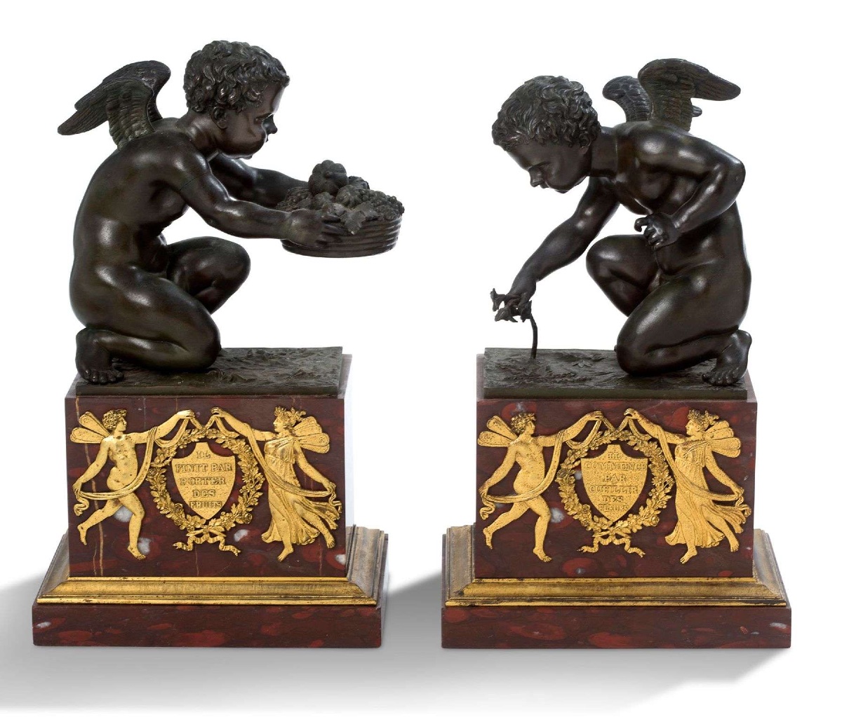 Étienne Blavet (1751-1827)  Putti groupe bronze doré marbre époque Empire début du XIXe siècle -photo-8