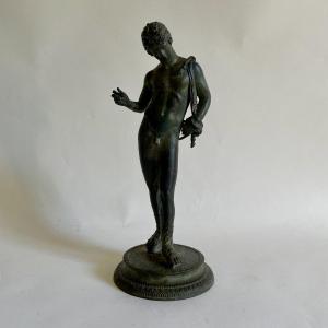 D’après Antiquite Narcisse Bronze Grand Tour Naples Statuette Pompéi