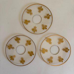 Royalist Fleur De Lys Gilded Glass Bobeche, 19th Century, Restoration Period 