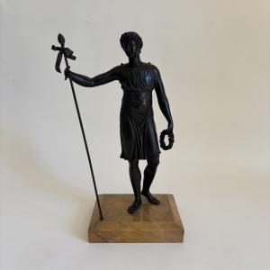 French School Charles X Period Warrior Bronze Yellow Marble Sienna 19th Century Large Lap