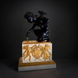 Étienne Blavet (1751-1827) Putti groupe bronze doré marbre époque Empire début du XIXe siècle