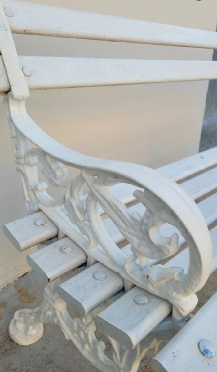 Banc De Jardin Signé Godin En Fonte De Maison Bourgeoise -photo-4