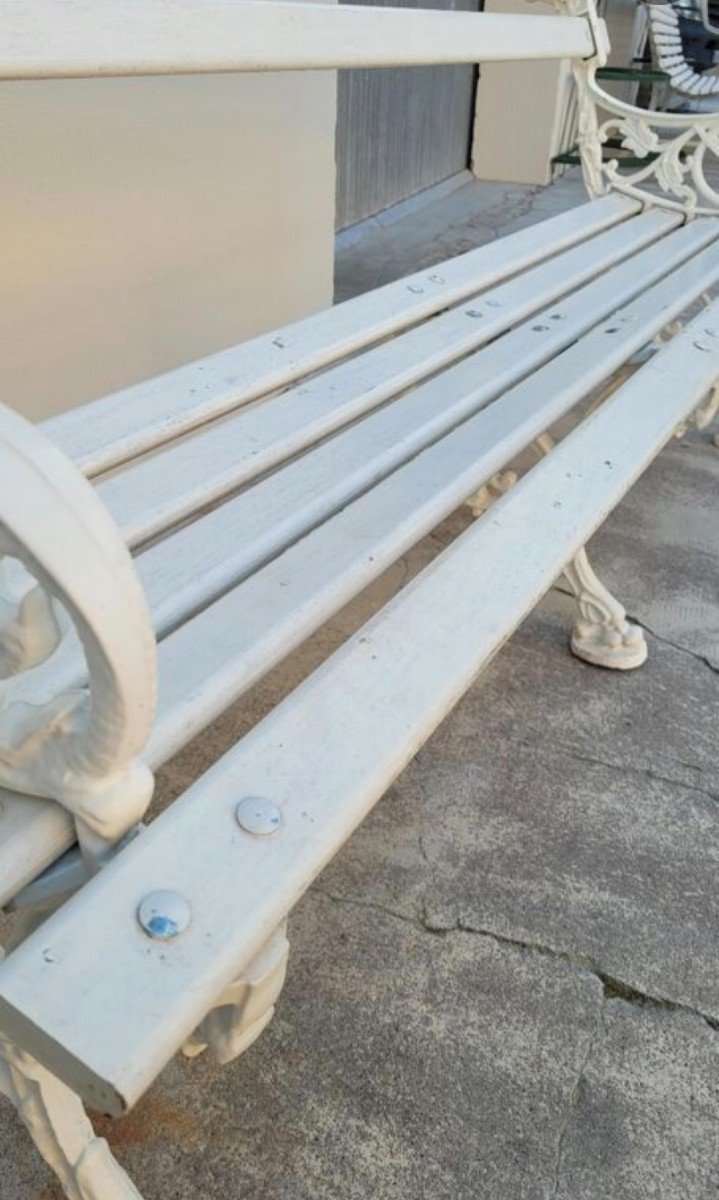 Banc De Jardin Signé Godin En Fonte De Maison Bourgeoise -photo-1