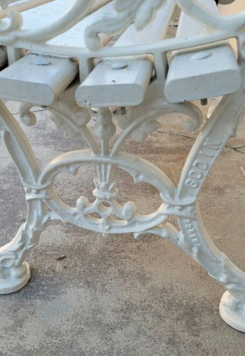 Banc De Jardin Signé Godin En Fonte De Maison Bourgeoise -photo-2