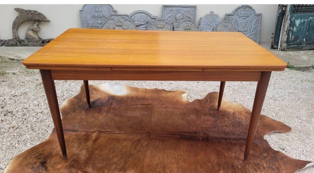 Scandinavian Dining Room, 6 Chairs And Extendable Table 1950s Vintage -photo-3