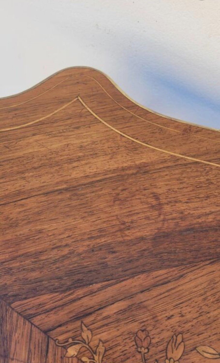 Table Bureau De Milieu De Forme Violonnée Napoléon III 19éme En Marqueterie -photo-1