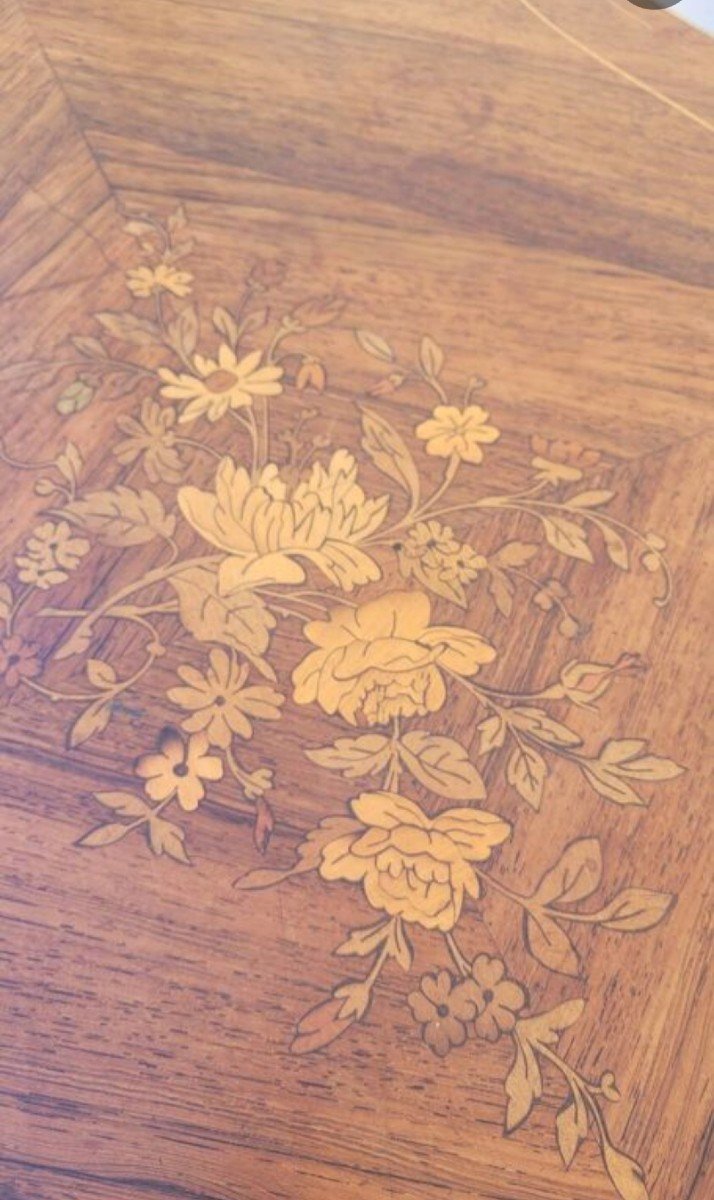 Table Bureau De Milieu De Forme Violonnée Napoléon III 19éme En Marqueterie -photo-6