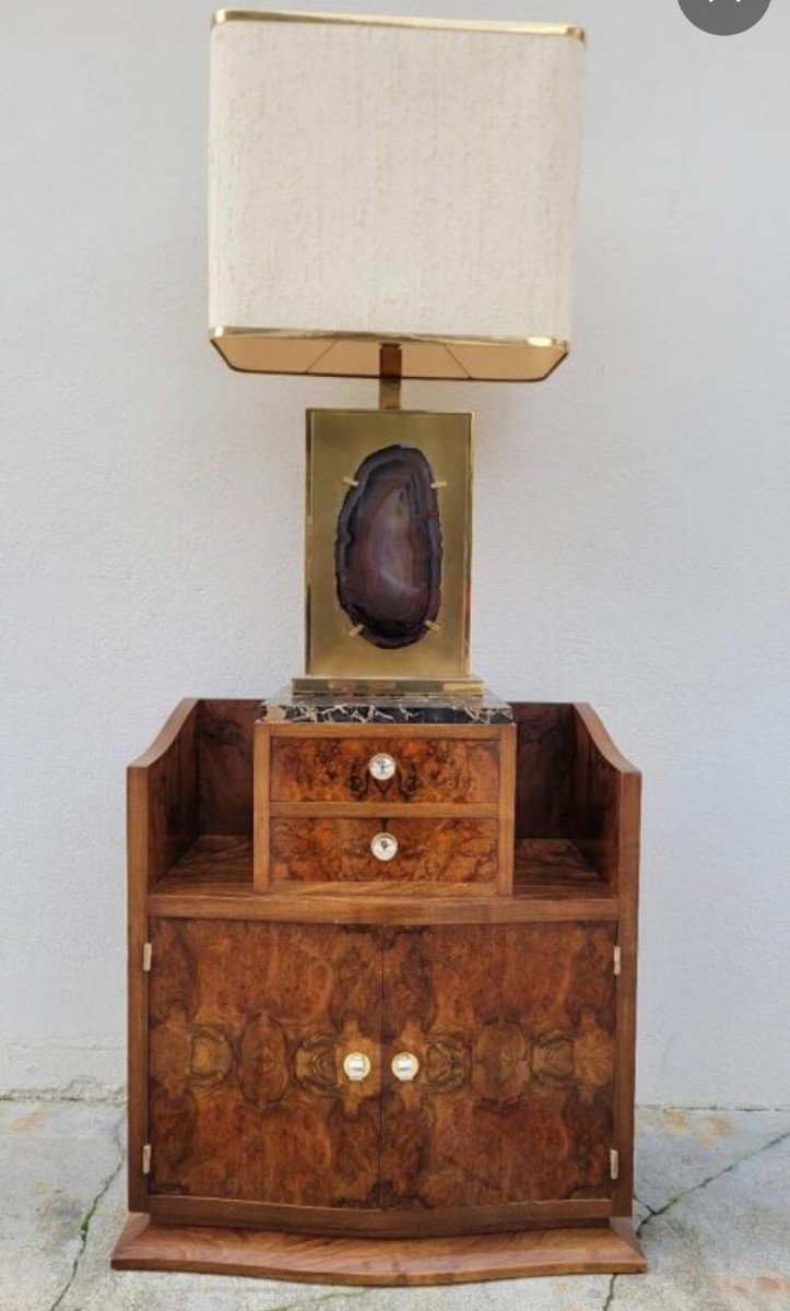 Art Deco Period Bedside Commode In Walnut Burl 1930s-photo-4