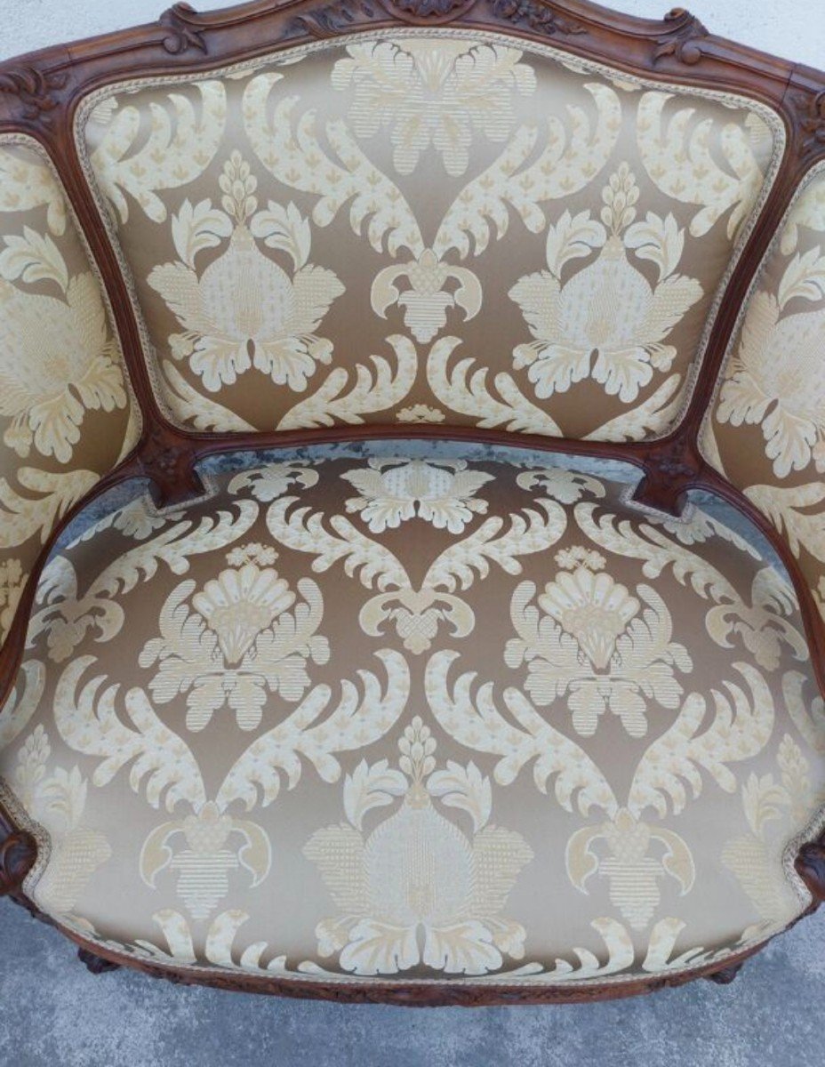 Louis XV Bergère Armchair In Carved Walnut 19th -photo-3