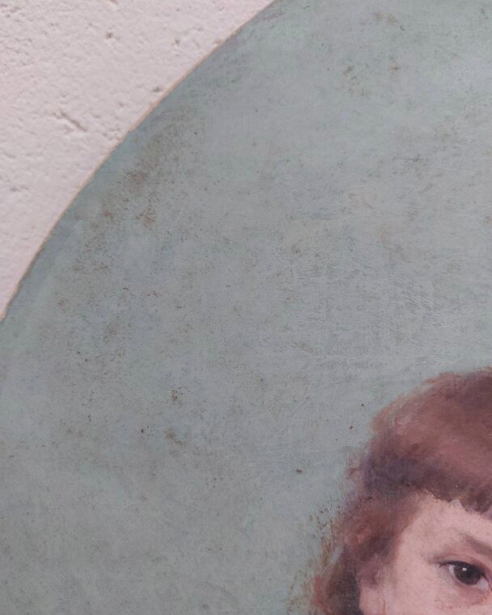 Tableau Portrait Aux Jeunes Filles Huile Sur Toile 19éme -photo-1