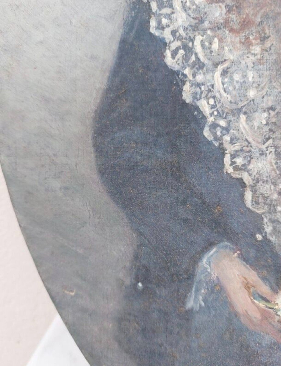 Tableau Portrait Aux Jeunes Filles Huile Sur Toile 19éme -photo-2