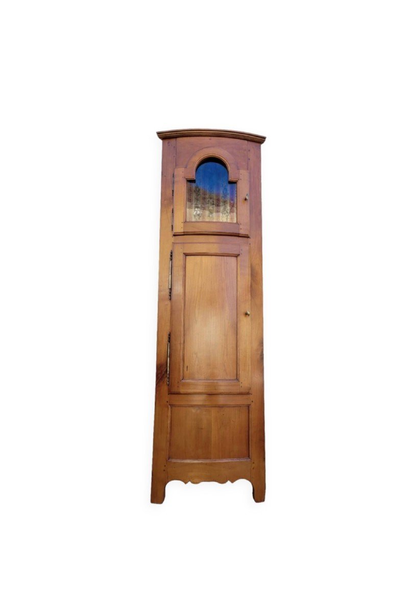Corner Glass Corner Cabinet In Cherry Wood, Old 1900s-photo-2
