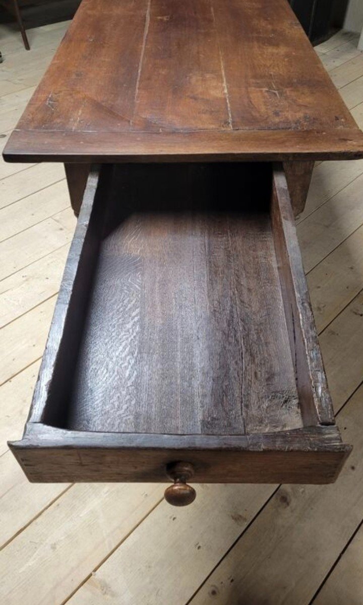 18th Century Burgundy Solid Oak Spacer Farmhouse Table -photo-6