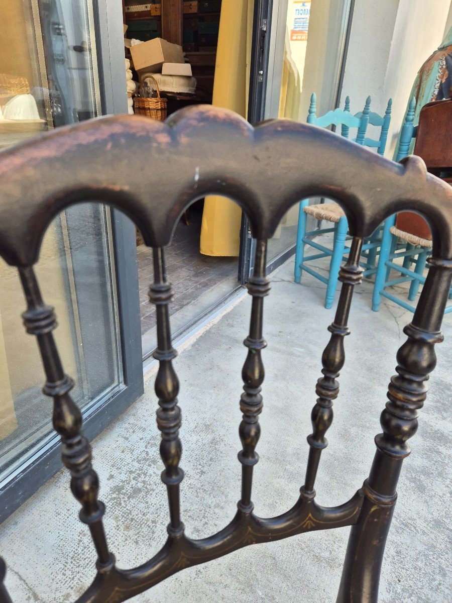 Chaise d'époque Napoléon III En Bois Noirci d'Origine-photo-1