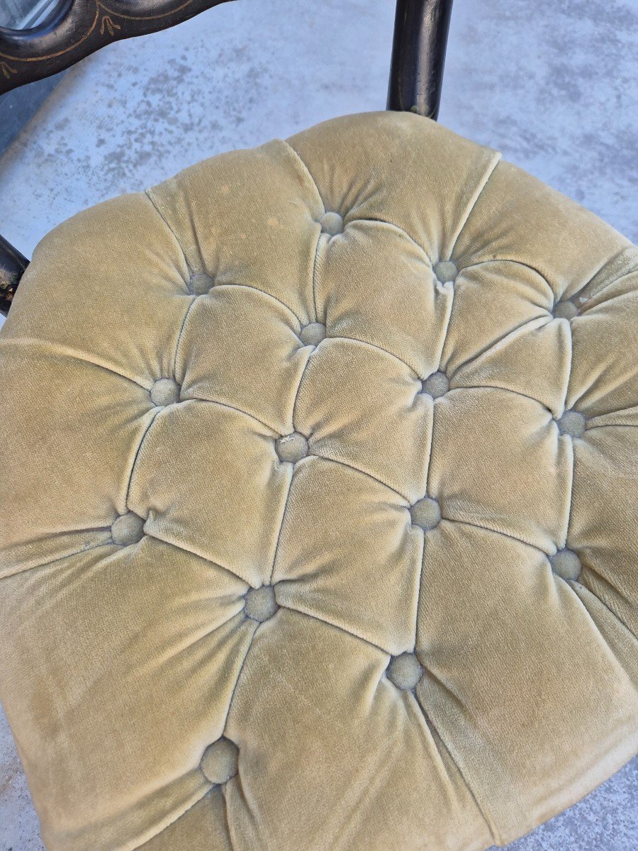 Chaise d'époque Napoléon III En Bois Noirci d'Origine-photo-2