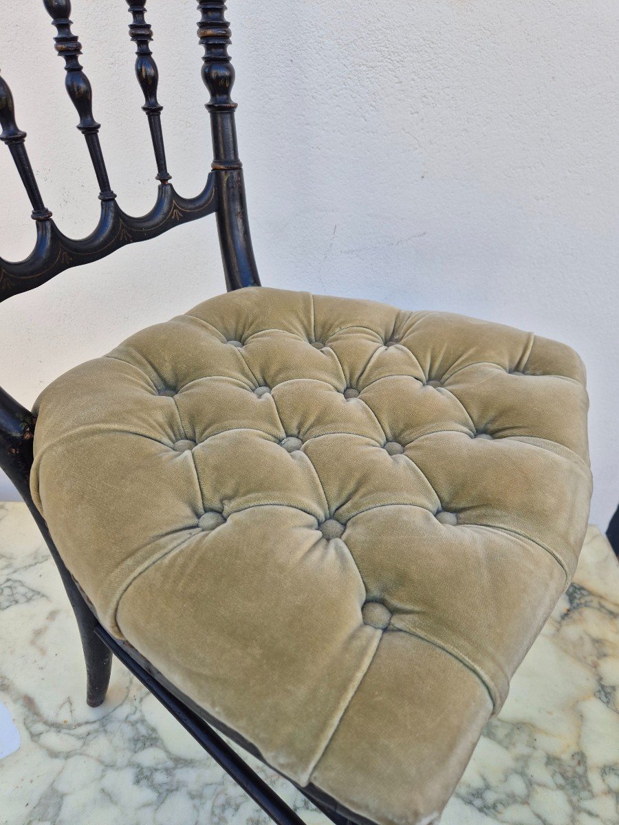 Chaise d'époque Napoléon III En Bois Noirci d'Origine-photo-4
