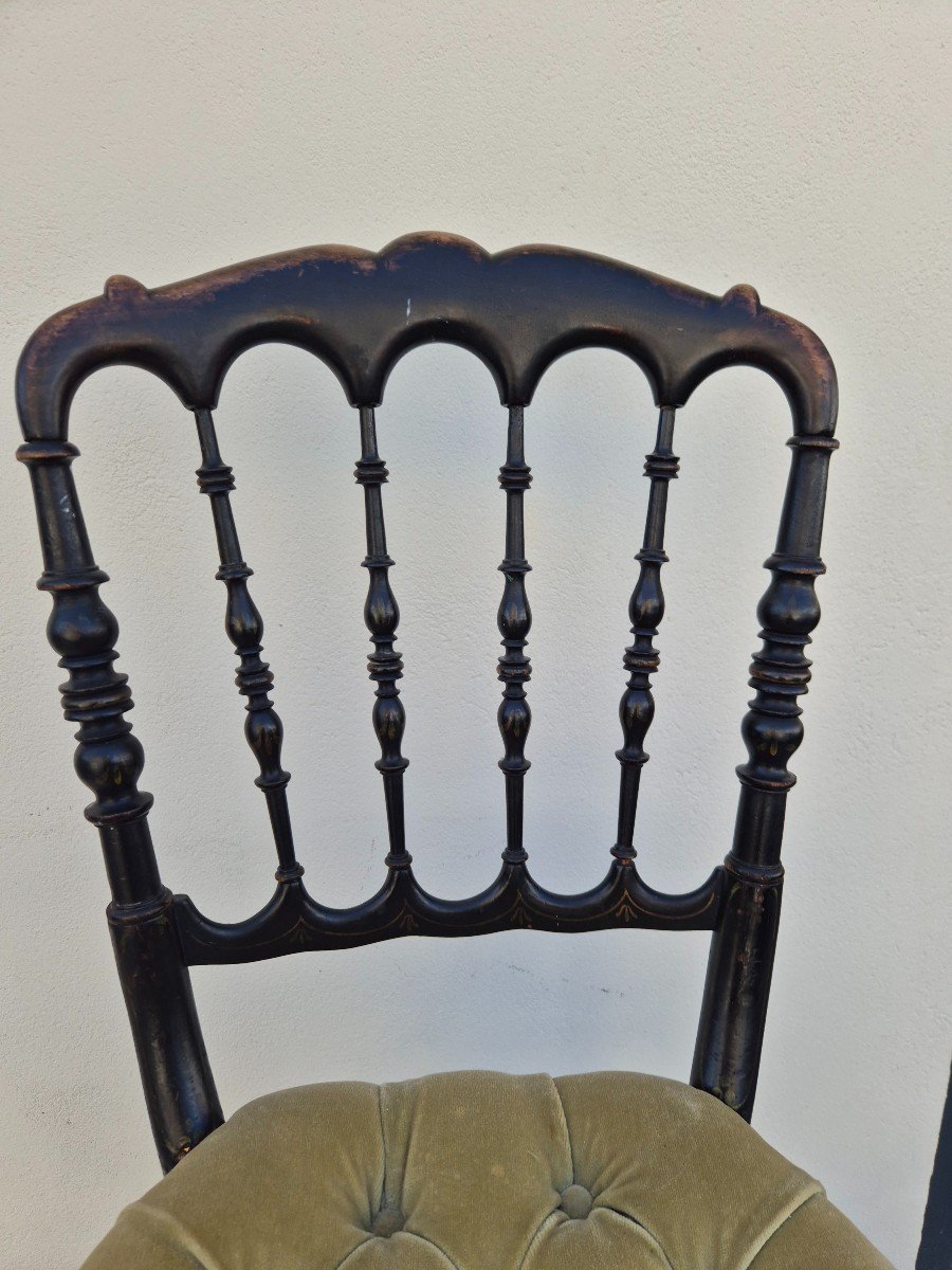 Chaise d'époque Napoléon III En Bois Noirci d'Origine-photo-6