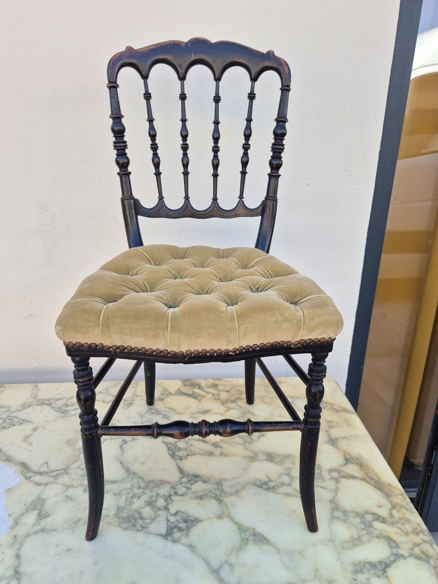 Chaise d'époque Napoléon III En Bois Noirci d'Origine