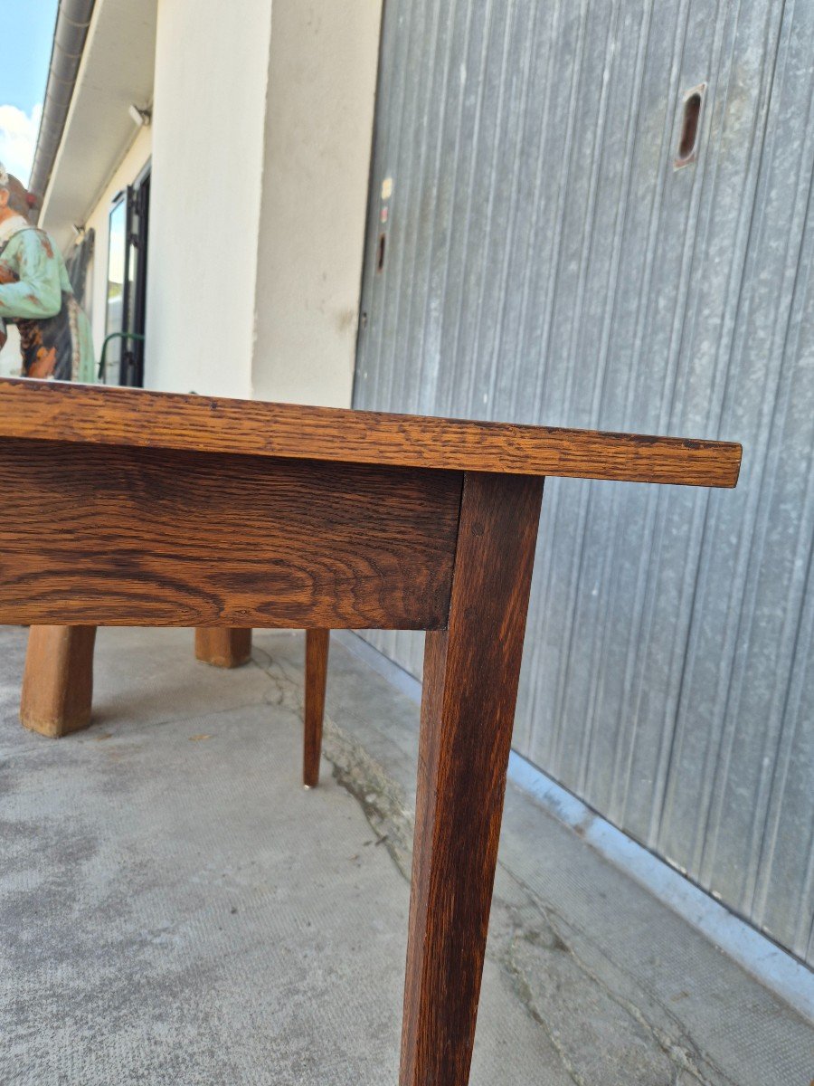 Beautiful Rustic Farmhouse Table In Solid Oak, Quality Manufacturing From The 1950s.-photo-7