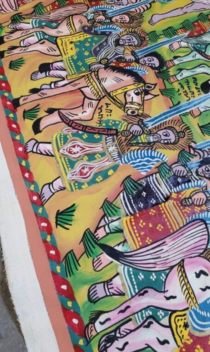 Tapestry Ethiopian Painting Naive From The First Italy-ethiopia War-photo-2