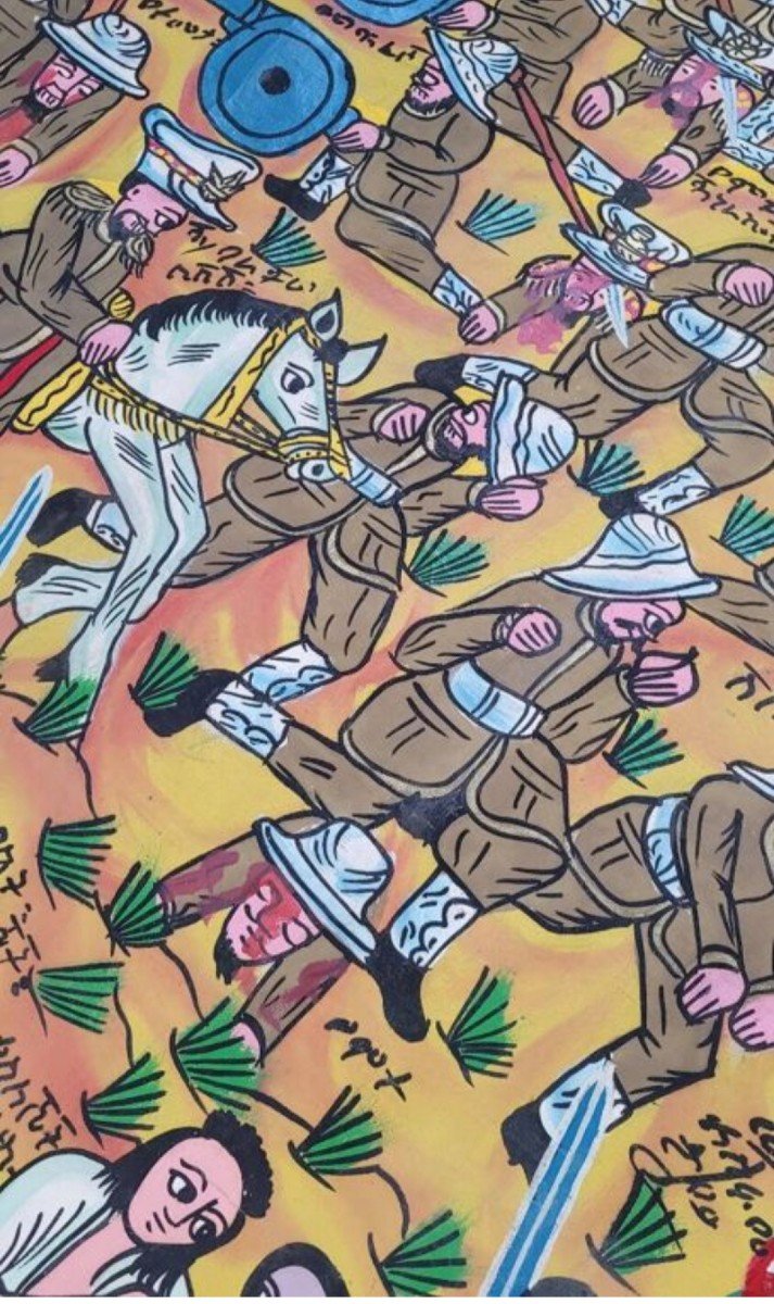 Tapestry Ethiopian Painting Naive From The First Italy-ethiopia War-photo-2