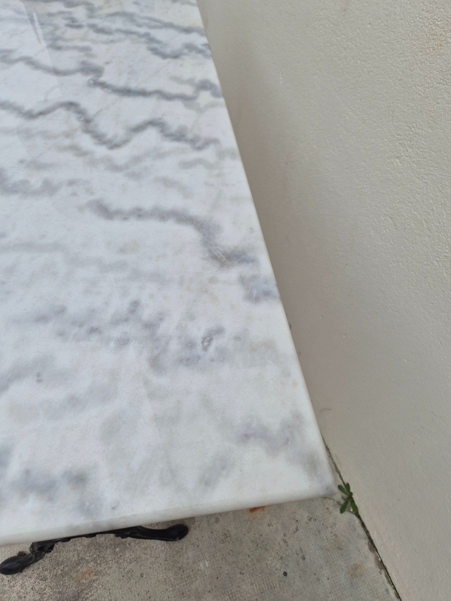 Marble Restaurant Bistro Table With Cast Iron Base -photo-5