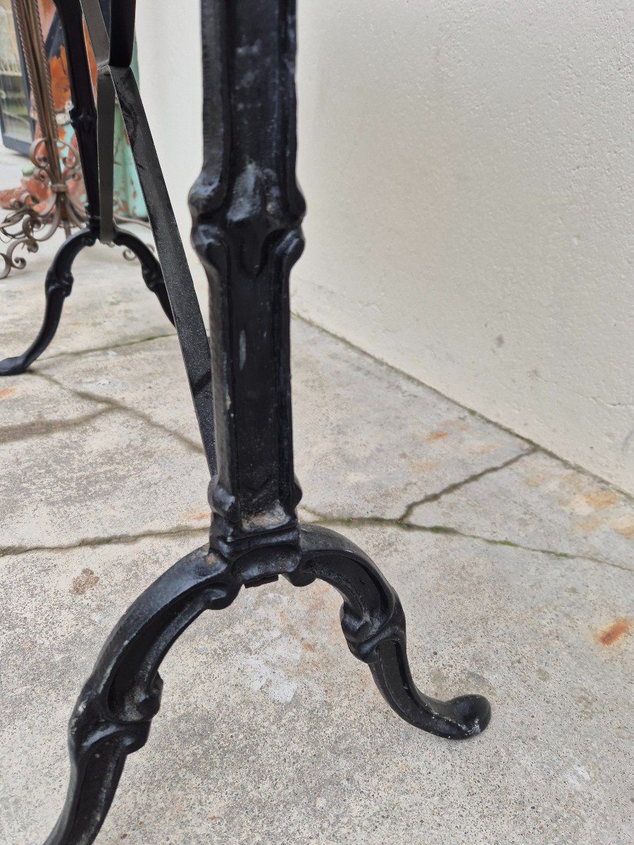 Marble Restaurant Bistro Table With Cast Iron Base -photo-8