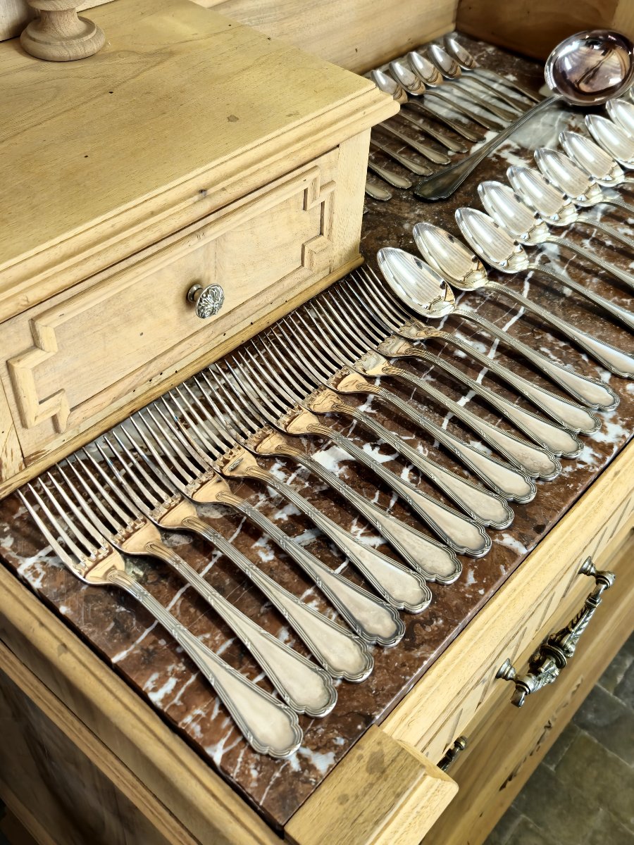 Ercuis Ménagère En Métal Argenté 49 Pièces Modèle Trianon -photo-1