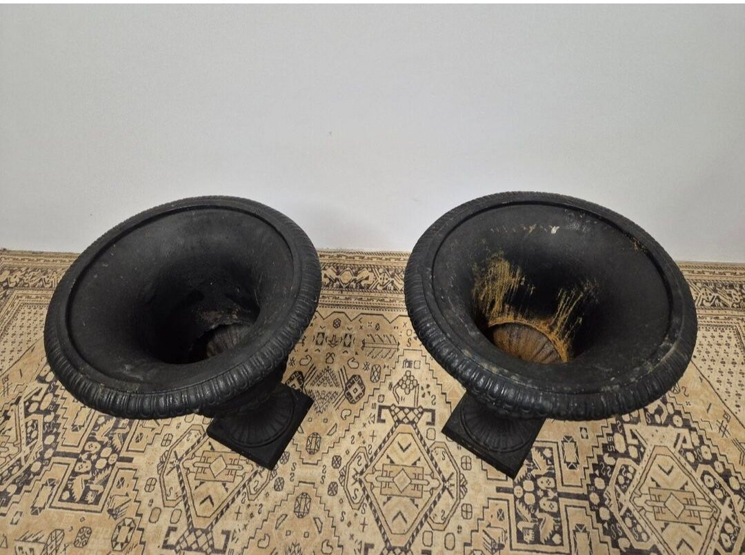 Paire De Vases Médicis En Fonte De Maison Bourgeoise -photo-5