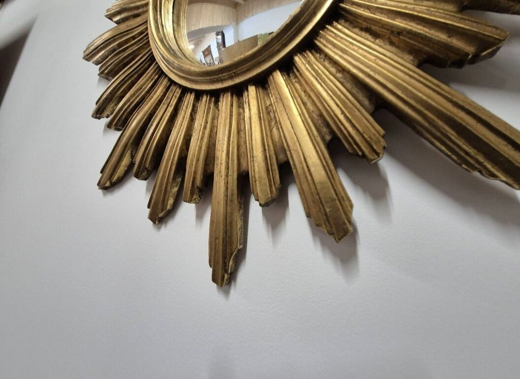 Vintage 1970s Gold Sun Witch Mirror -photo-4
