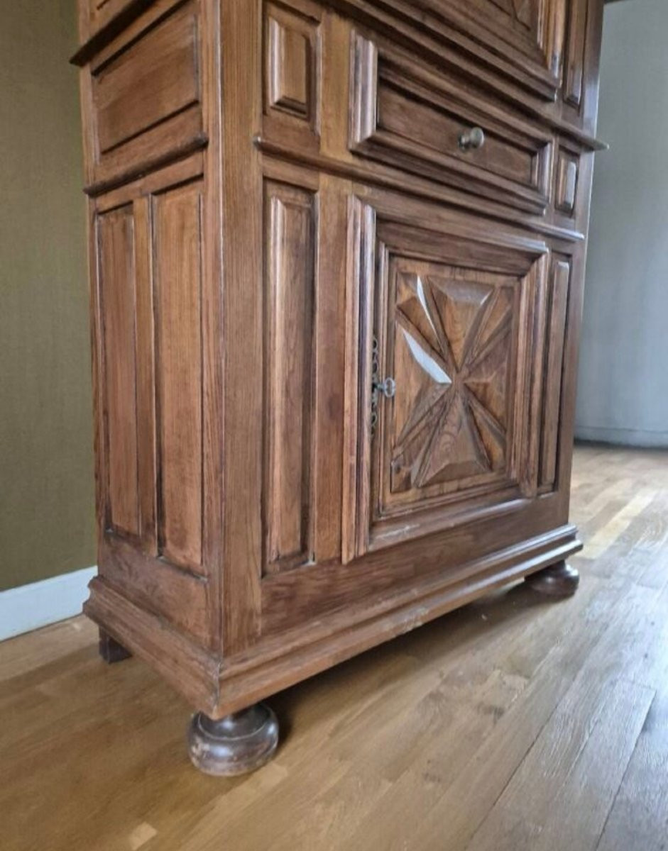 Bonnetière Called Standing Man In Solid Oak With Diamond Points, Louis XIII Style-photo-2