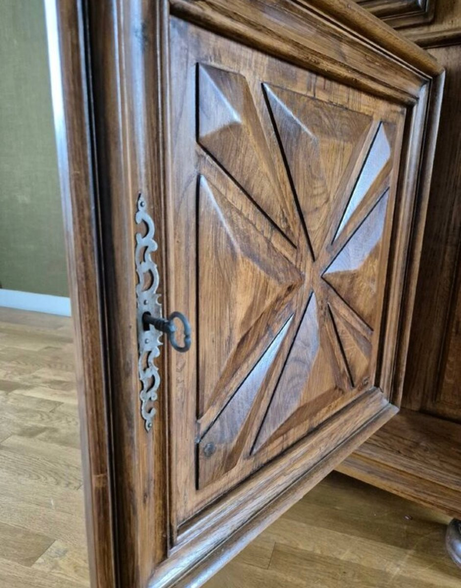 Bonnetière Called Standing Man In Solid Oak With Diamond Points, Louis XIII Style-photo-3