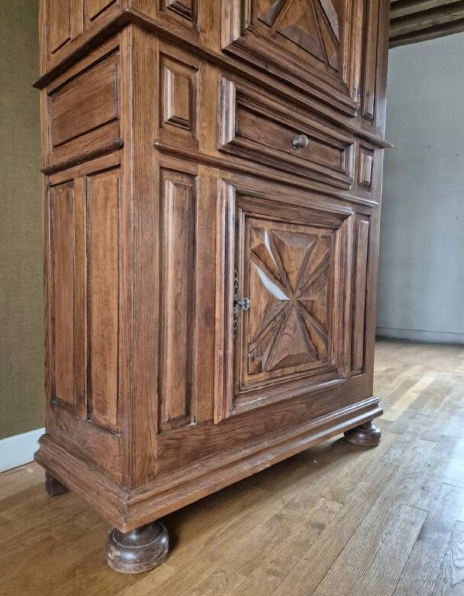 Bonnetière Called Standing Man In Solid Oak With Diamond Points, Louis XIII Style-photo-4