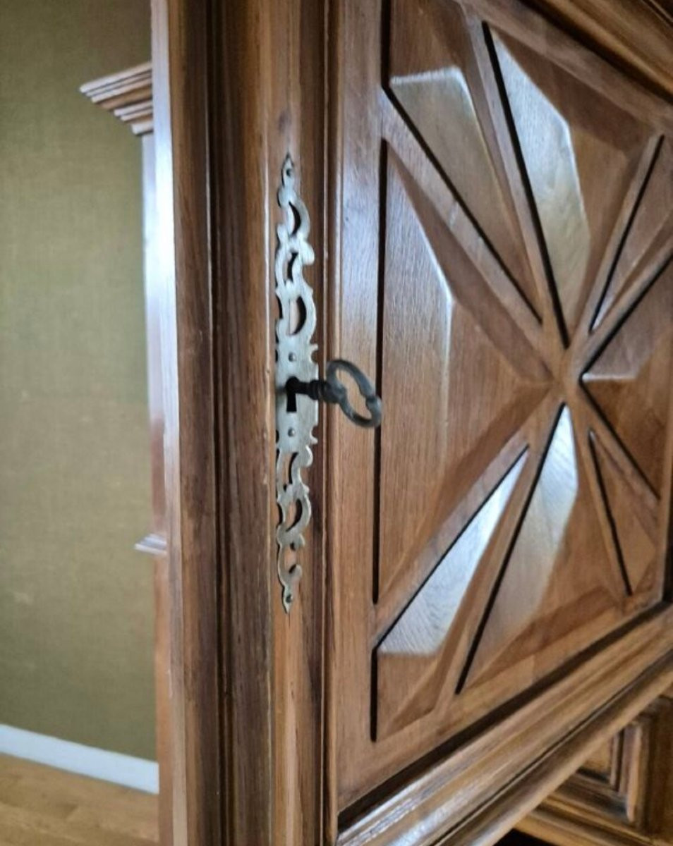 Bonnetière Called Standing Man In Solid Oak With Diamond Points, Louis XIII Style-photo-5