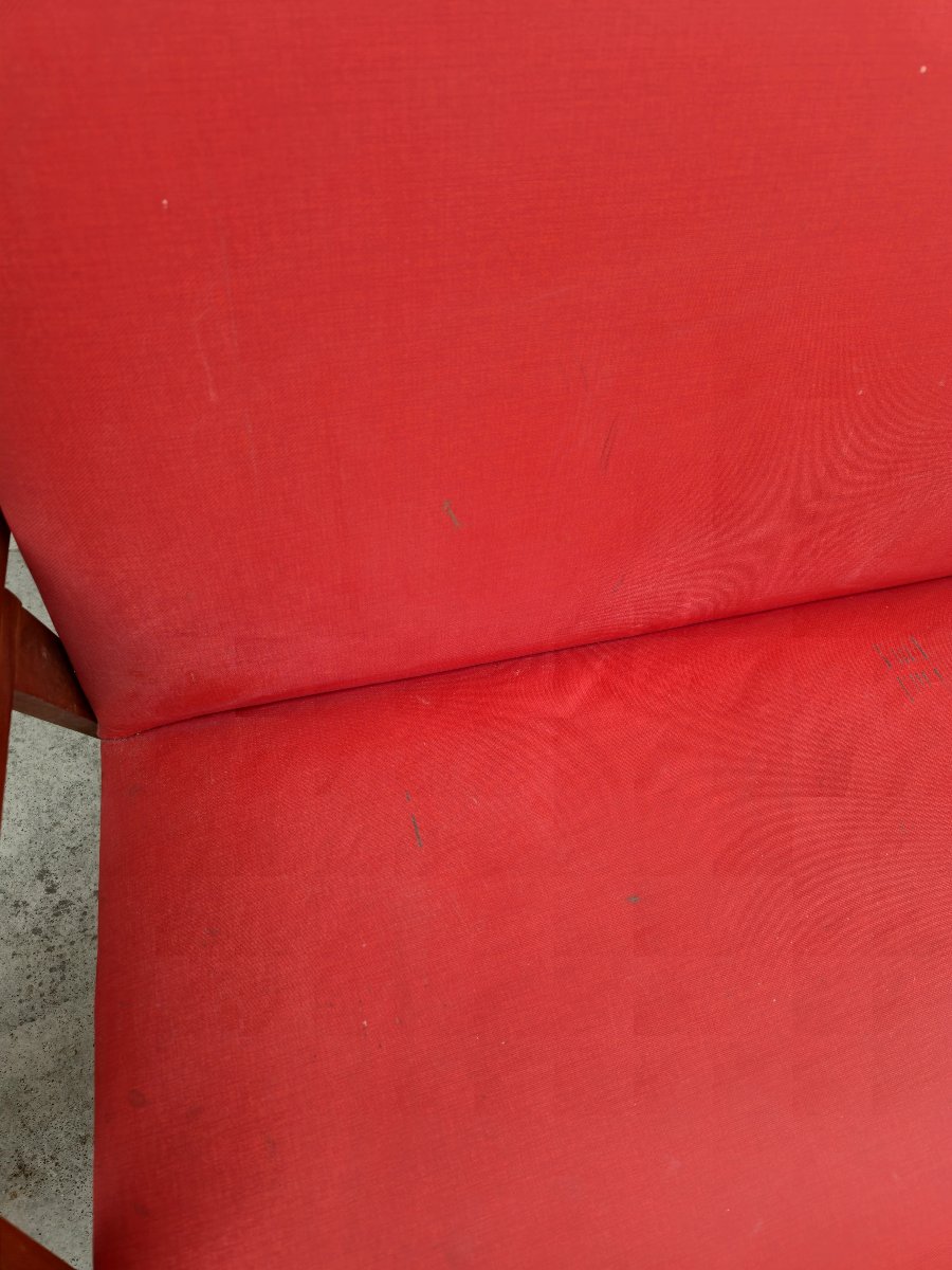 Ensemble canapé et deux fauteuils enfant pieds compas vintage 1950s -photo-7