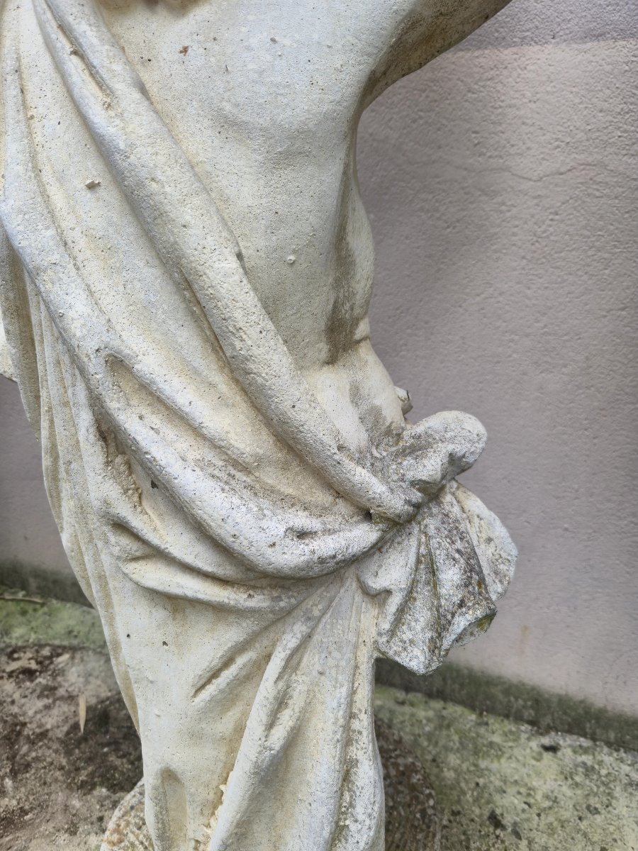 Antique Reconstituted Stone Statue Planter Representing A Cherub -photo-6