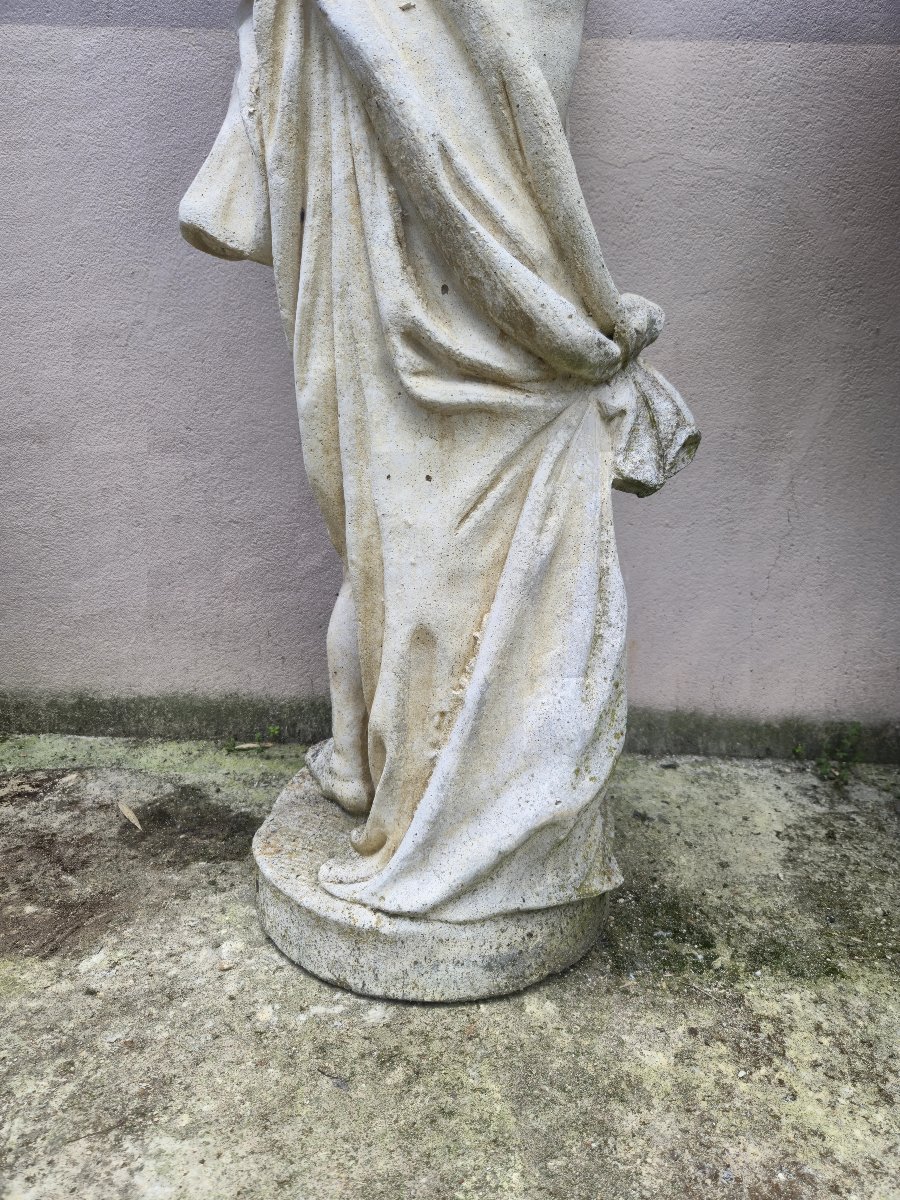 Antique Reconstituted Stone Statue Planter Representing A Cherub -photo-8