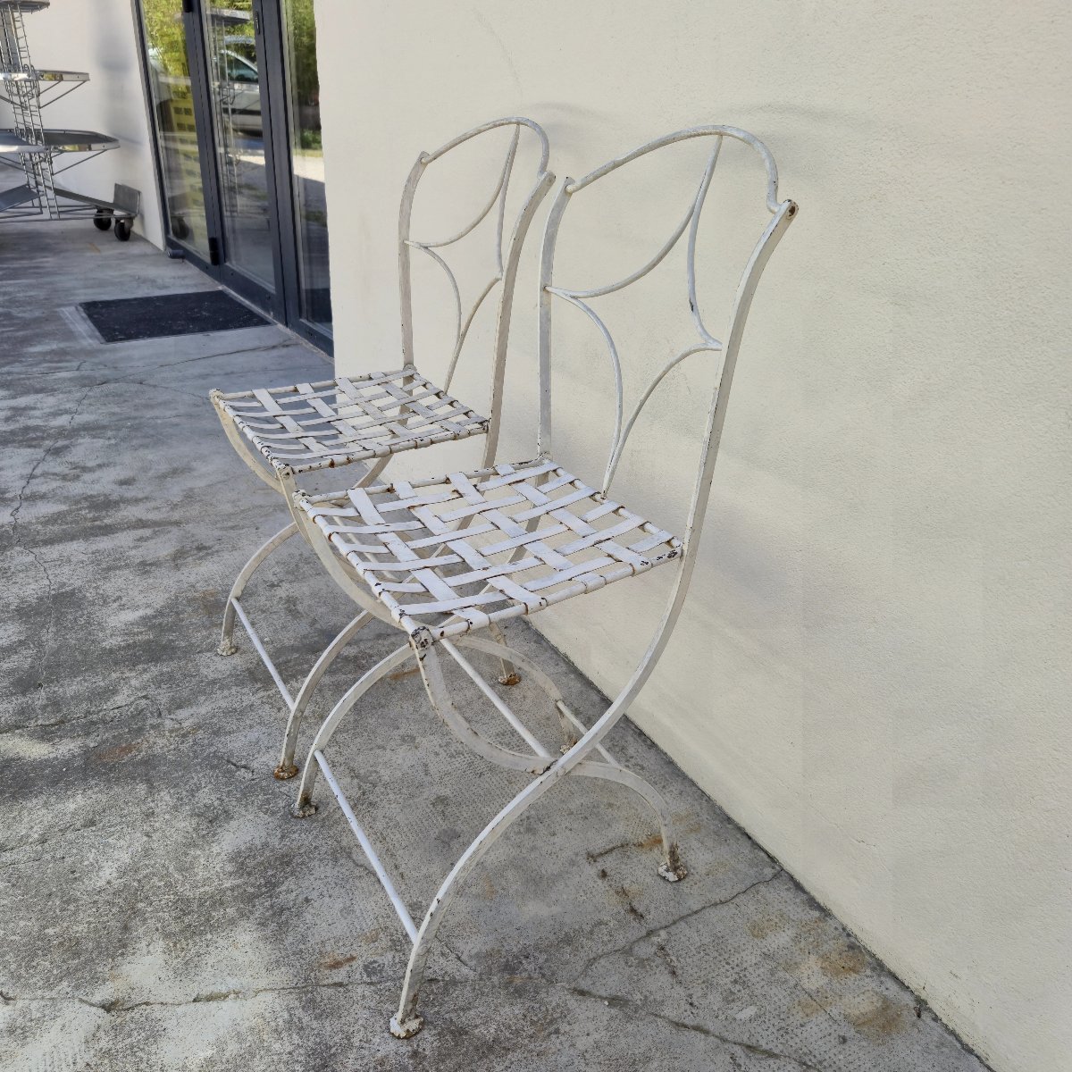 Pair Of 19th Century Wrought Iron Garden Chairs -photo-2