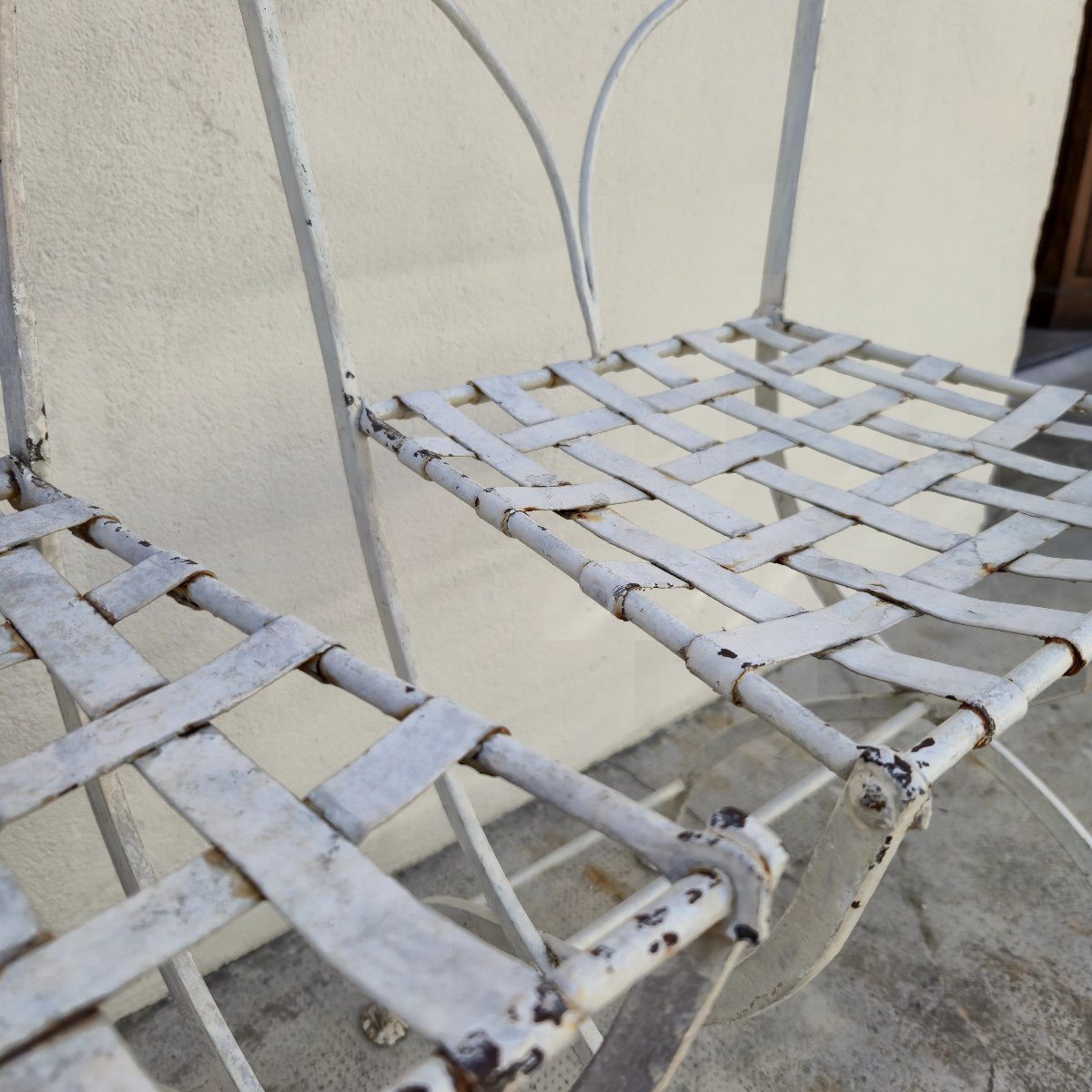 Pair Of 19th Century Wrought Iron Garden Chairs -photo-3