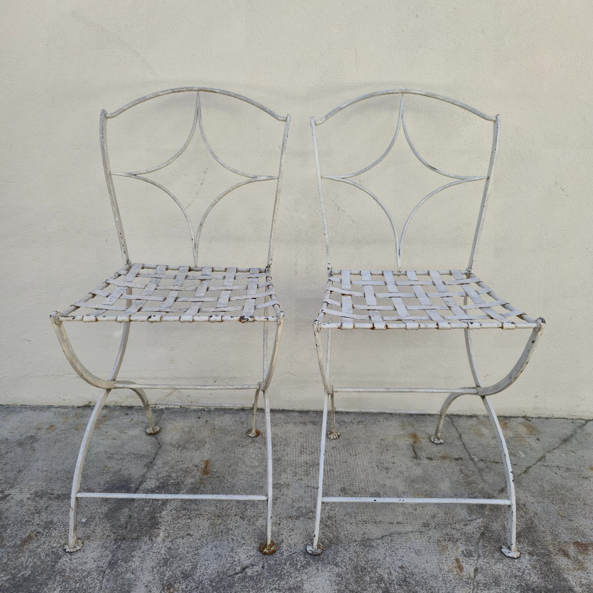 Pair Of 19th Century Wrought Iron Garden Chairs -photo-4