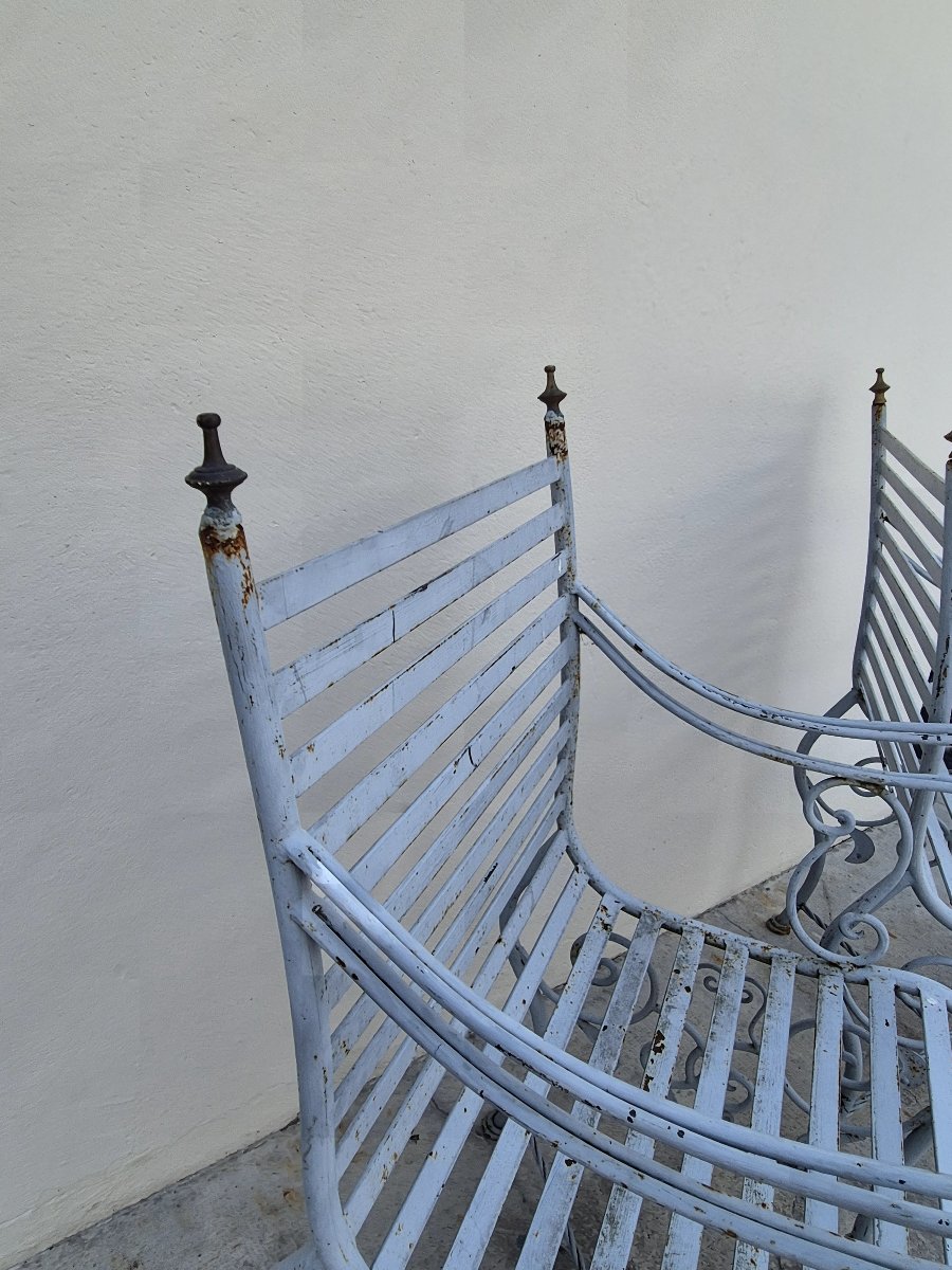 Paire de chaises de jardin en fer forgé ancienne -photo-6