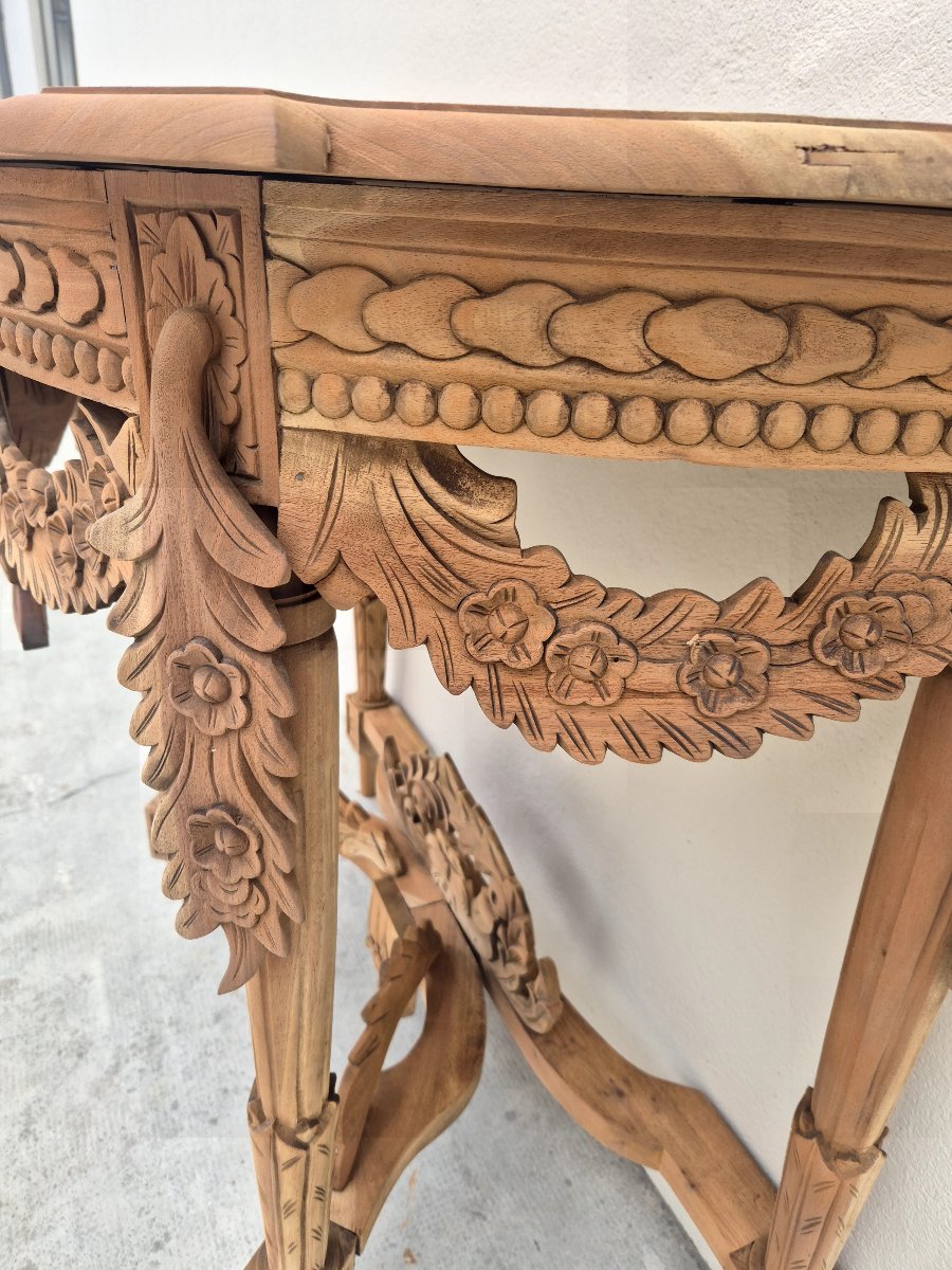 Louis XVI Style Half-moon Console In Fully Stripped Tech -photo-3