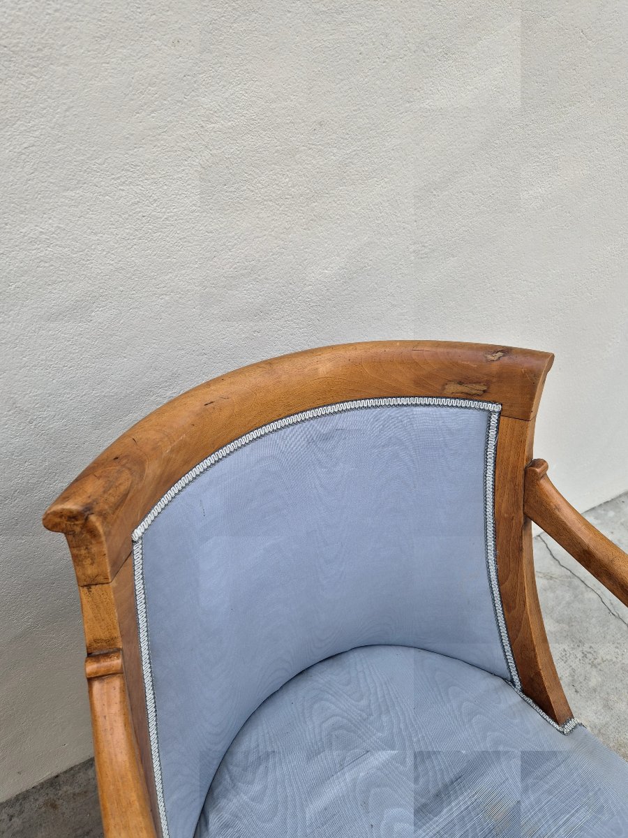 Pair Of Empire/restoration Style Armchairs In Solid Cherry Wood, 19th Century -photo-6