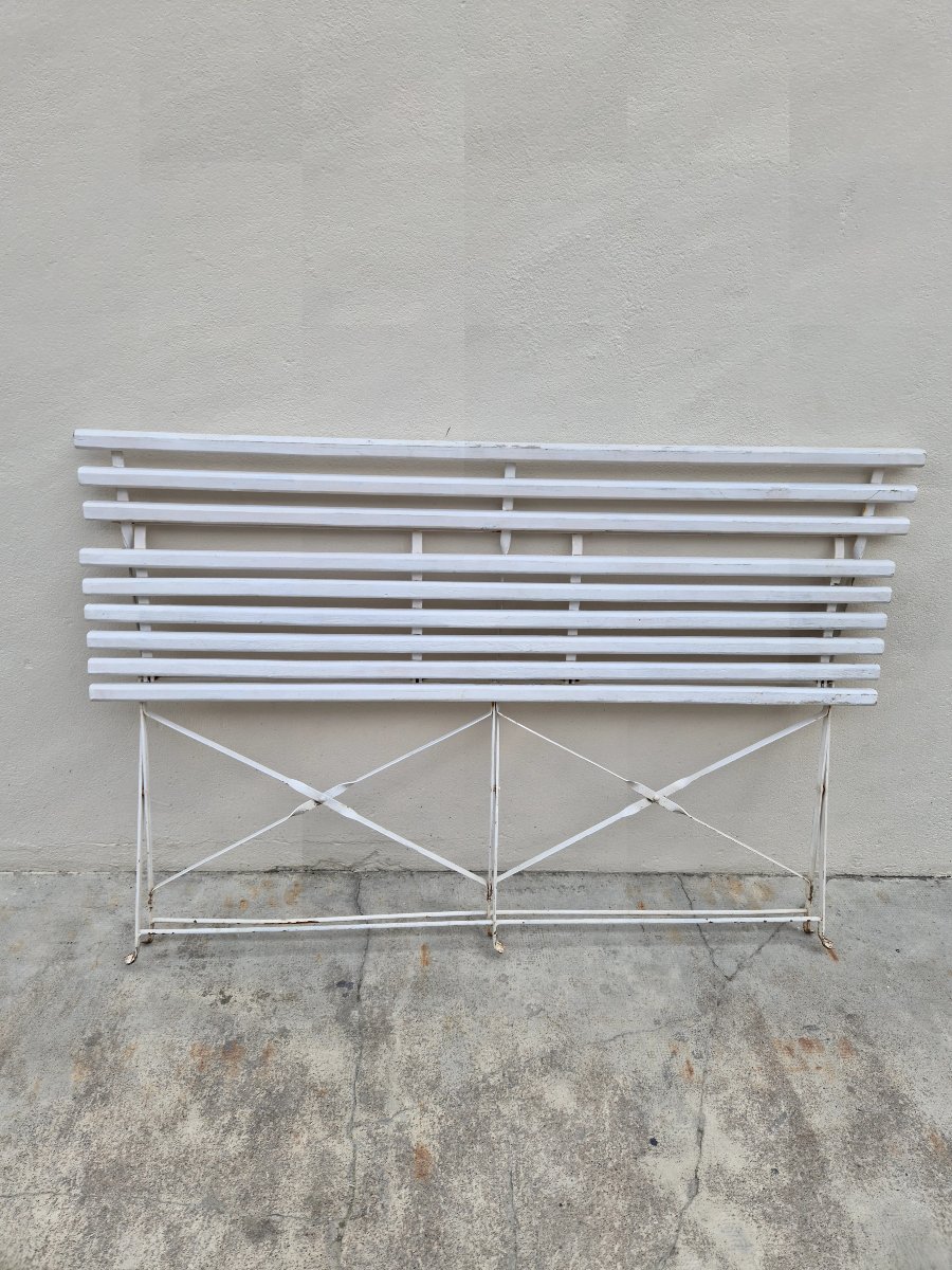 Banc pliant de jardin en fer et bois ancien -photo-8