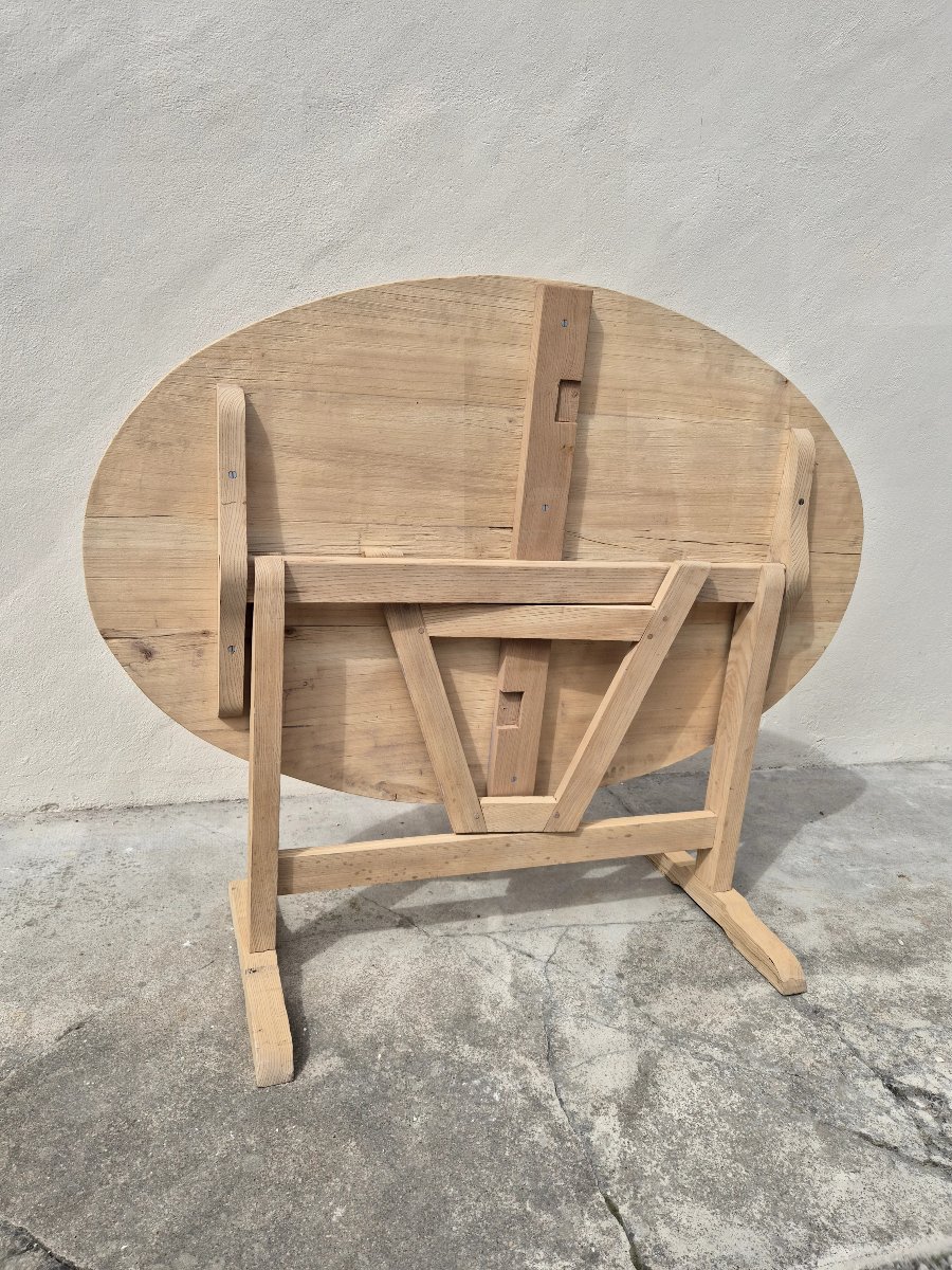 Folding Table Burgundy Winemaker Stripped Old Oval -photo-4