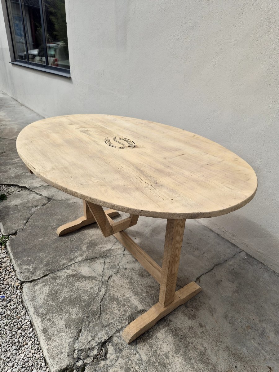 Folding Table Burgundy Winemaker Stripped Old Oval -photo-4